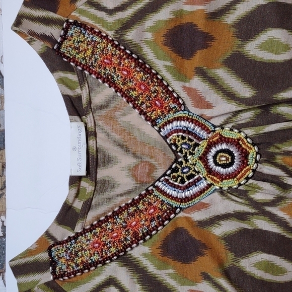 Soft Surroundings V Neck Beaded Top - Picture 4 of 6